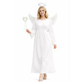 Adult Angel Costume Women White Angel Feather Wings Headband Wand Set