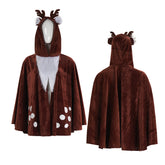 Women Christmas Reindeer Poncho Cozy Xmas Deer Hooded Cloak Winter Cape
