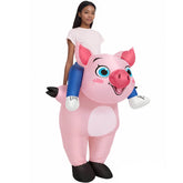 Tusary Inflatable Pink Pig Ride on Costume Halloween Riding Costume