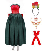 Tusary 5Pcs Christmas Martha May Whovier Costume Adult Xmas Polka Dot Fancy Dress Suit