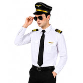 Men's Pilot Costume Set – Airline Captain Uniform with Hat, Aviator Sunglasses & Accessories
