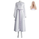 Queen Galadriel Lord Rings Costume Women White Dress Halloween Cosplay Outfit
