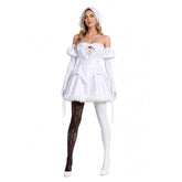 Sua Zombie Stage White Dress with Wig Gothic Lolita Halloween Cosplay Outfit
