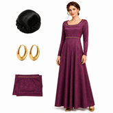 Ugly Step Sister Costume Dress 3Pcs Ugly Sister Wig Earrings Halloween Outfit Women