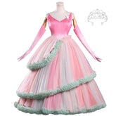 Adult Glinda Costume Witch Pink Glinda Dress Halloween Cosplay Suit with Princess Crown