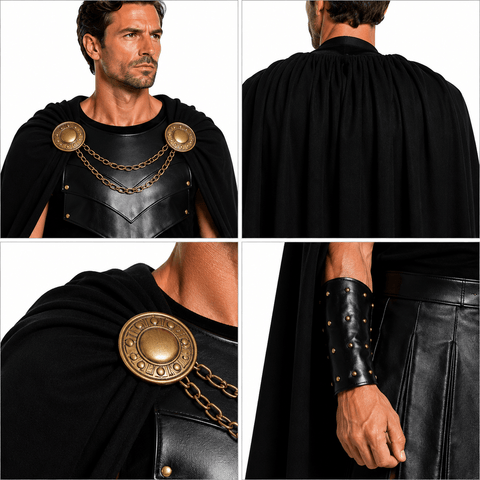 Agamemnon Odyssey Costume Black Greek Warrior Armor Outfit Halloween Cosplay Suit
