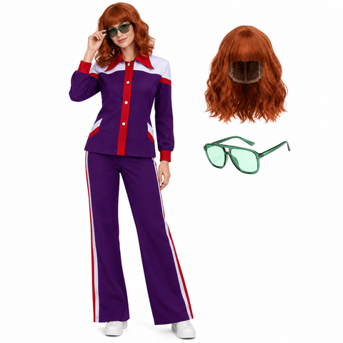 Aunt Gladys Costume Women Purple 80s 90s Hip Hop Outfit