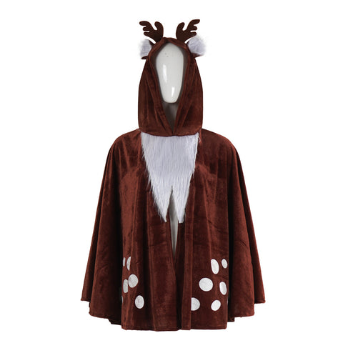 Women Christmas Reindeer Poncho Cozy Xmas Deer Hooded Cloak Winter Cape