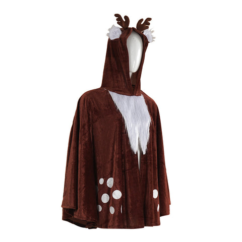 Women Christmas Reindeer Poncho Cozy Xmas Deer Hooded Cloak Winter Cape