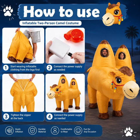 Couple Inflatable Camel Costume Adult Two Person Funny Blow Up Halloween Party Suit