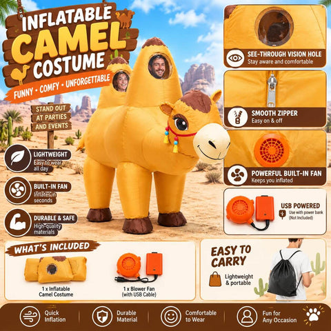 Couple Inflatable Camel Costume Adult Two Person Funny Blow Up Halloween Party Suit