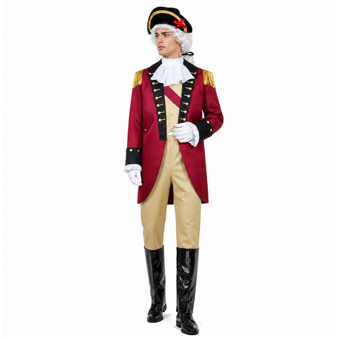 Founding Father Costume for Men 7Pcs George Washington Outfit Colonial Group Halloween Party Suit