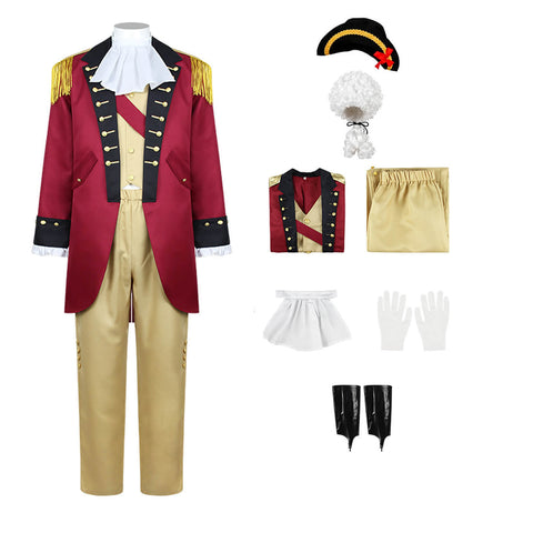 Founding Father Costume for Men 7Pcs George Washington Outfit Colonial Group Halloween Party Suit