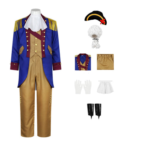Founding Father Costume for Men 7Pcs George Washington Outfit Colonial Group Halloween Party Suit