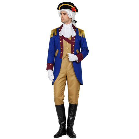 Founding Father Costume for Men 7Pcs George Washington Outfit Colonial Group Halloween Party Suit
