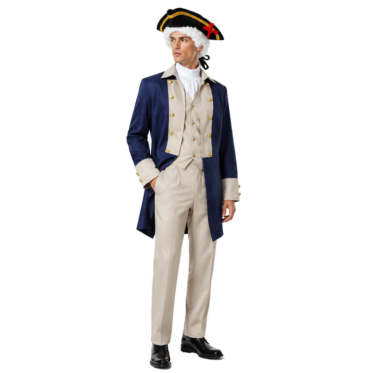 Men Founding Father Costume George Washington Outfit Colonial American Halloween Party Suit