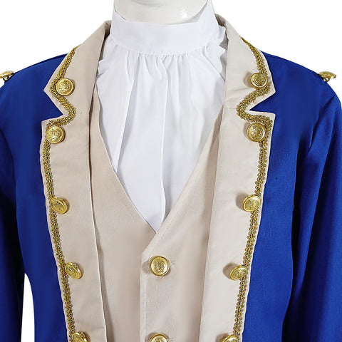 Kids Founding Father Costume Adult 6Pcs Colonial Gentleman Costume with Wig & Tricorne Hat