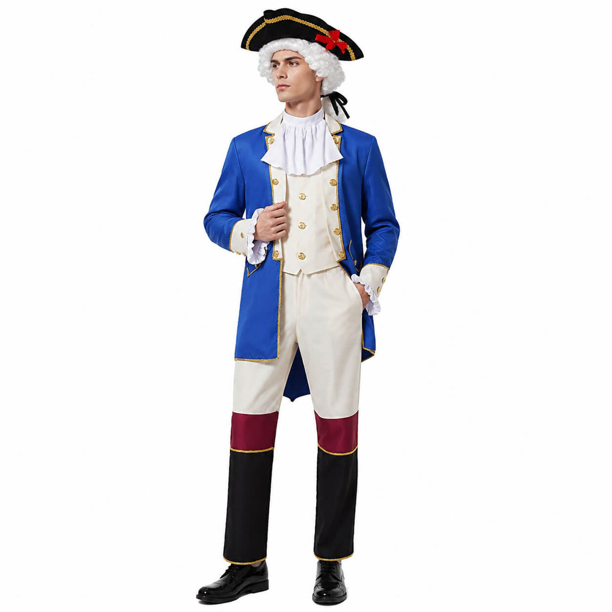 George Washington Costume Adult 5Pcs Founding Father Colonial Costume Men Halloween Suit