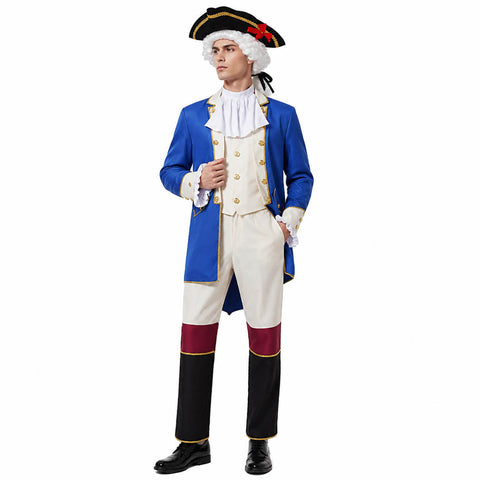 George Washington Costume Adult 5Pcs Founding Father Colonial Costume Men Halloween Suit