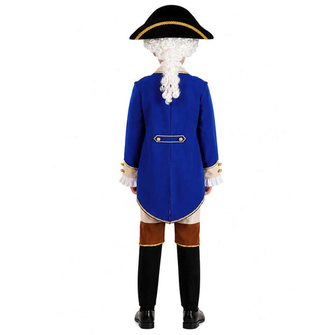 Kids Founding Father Costume Adult 6Pcs Colonial Gentleman Costume with Wig & Tricorne Hat