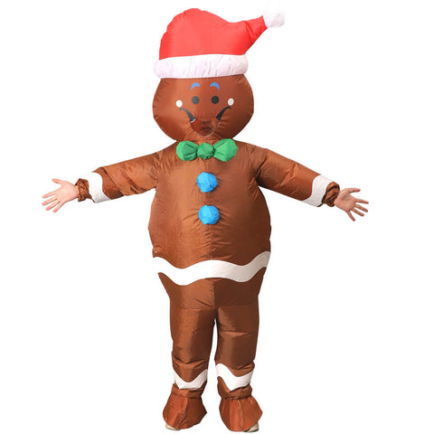 Gingerbread Man Costume Inflatable Christmas Blow Up Funny Suit Tusary