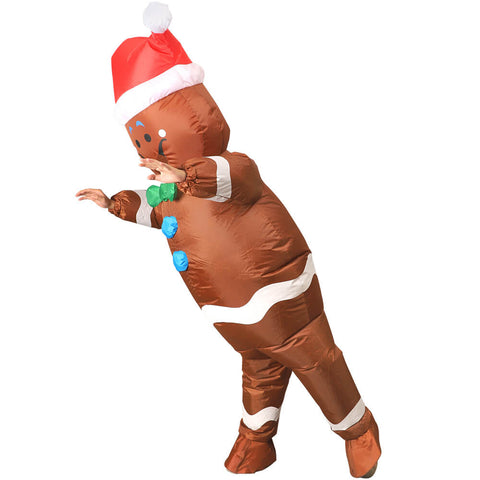 Gingerbread Man Costume Inflatable Christmas Blow Up Funny Suit Tusary