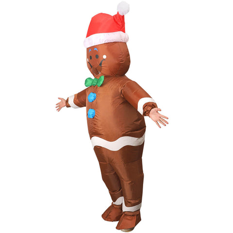 Gingerbread Man Costume Inflatable Christmas Blow Up Funny Suit Tusary