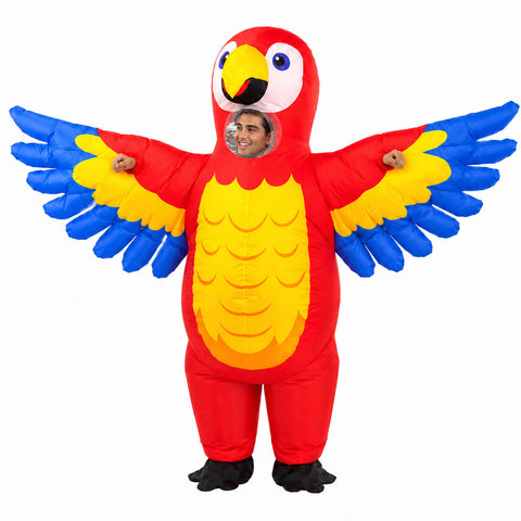Adult Inflatable Parrot Costume | Funny Tropical Bird Blow Up Suit for Halloween Party Events