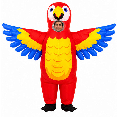 Adult Inflatable Parrot Costume | Funny Tropical Bird Blow Up Suit for Halloween Party Events