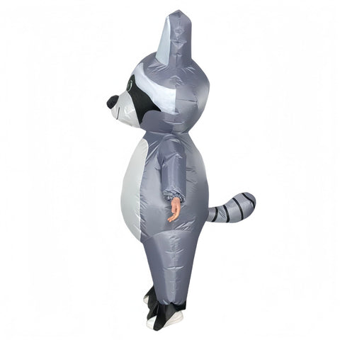 Inflatable Raccoon Costume Adult Blow up Gray Raccoon Funny Party Halloween Suit