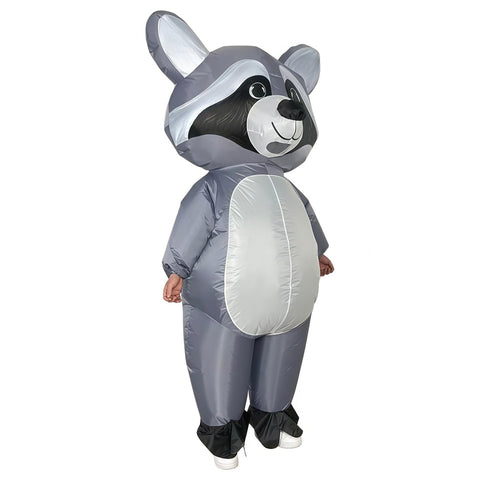 Inflatable Raccoon Costume Adult Blow up Gray Raccoon Funny Party Halloween Suit