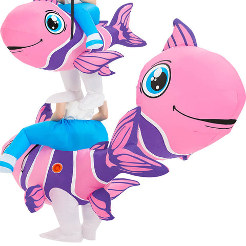 Tuasry Inflatable Riding Fish Costume Funny Blow Up Ride On Costume