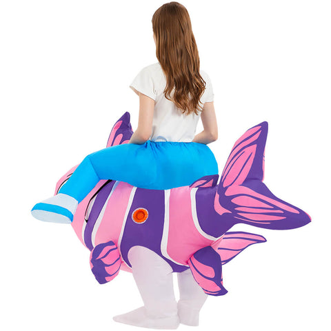 Tuasry Inflatable Riding Fish Costume Funny Blow Up Ride On Costume