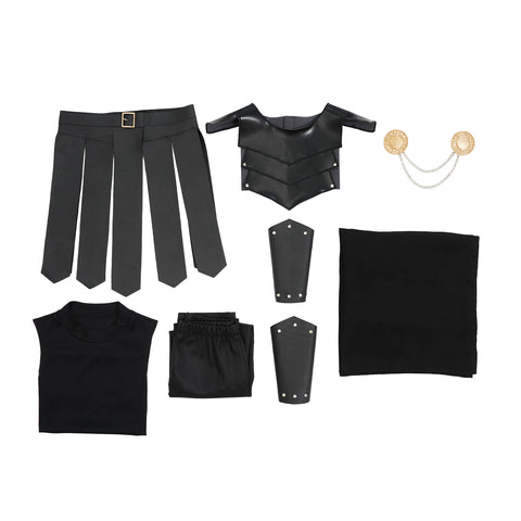 Kids Agamemnon Odyssey Costume Black Greek Warrior Armor Outfit Halloween Cosplay Suit