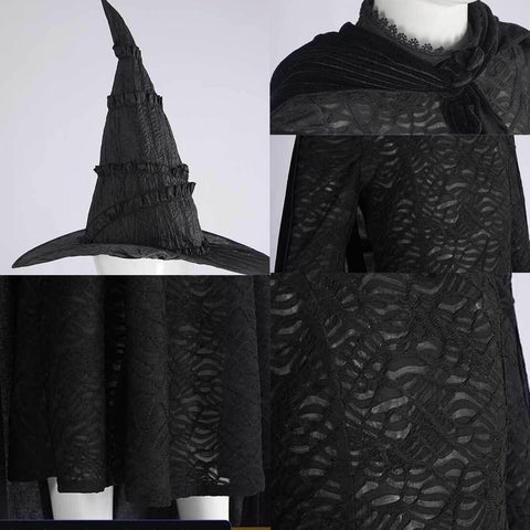 Kids Elphaba Costume Adult Elphaba Black Dress Witch Halloween Cosplay Suit Tusary