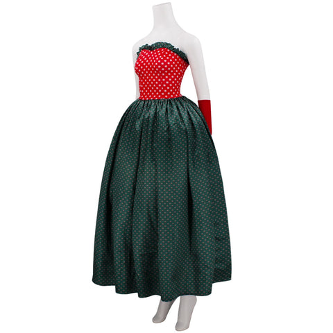 Tusary 5Pcs Christmas Martha May Whovier Costume Adult Xmas Polka Dot Fancy Dress Suit