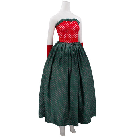 Tusary 5Pcs Christmas Martha May Whovier Costume Adult Xmas Polka Dot Fancy Dress Suit