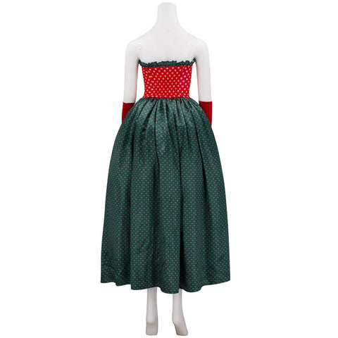 Tusary 5Pcs Christmas Martha May Whovier Costume Adult Xmas Polka Dot Fancy Dress Suit