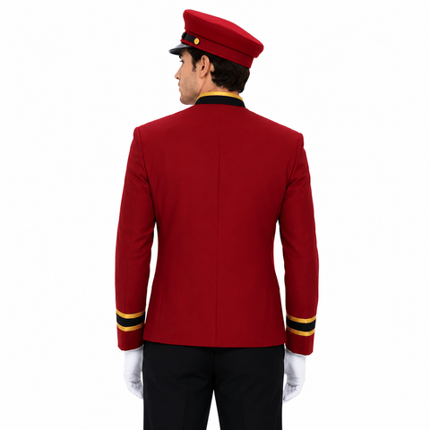 Men Bellhop Costume Doorman Uniform Set for Halloween Cosplay Party Suit