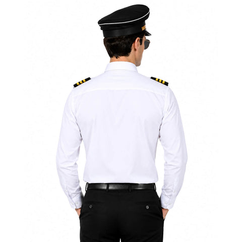 Men's Pilot Costume Set – Airline Captain Uniform with Hat, Aviator Sunglasses & Accessories