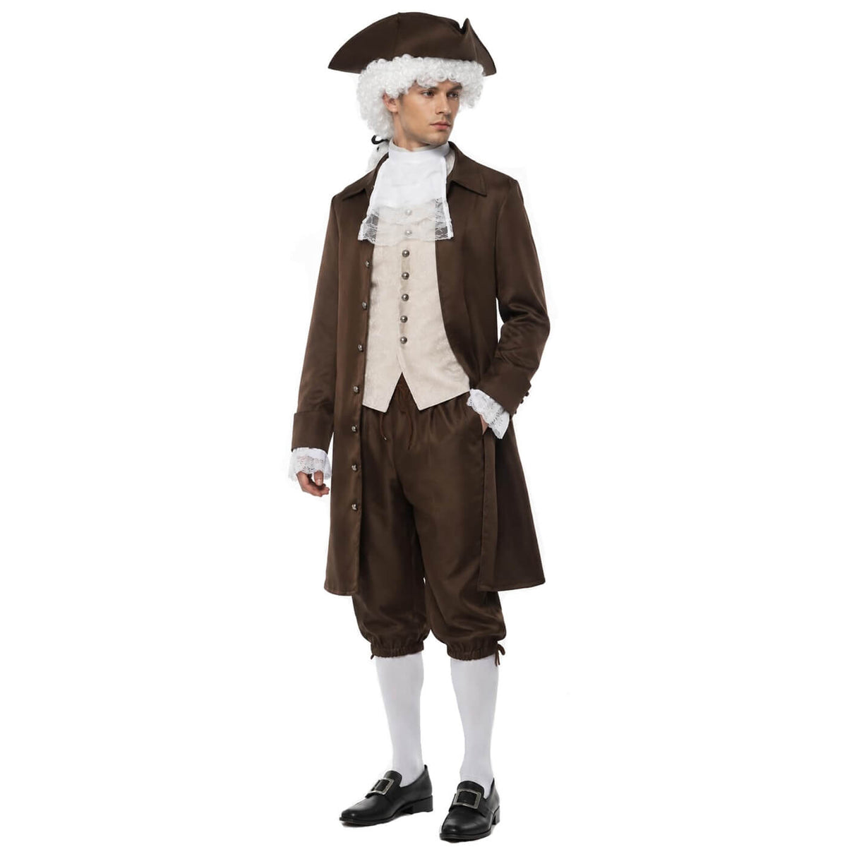 Minuteman Costume 7Pcs Founding Father Costume Set George Washington Outfit Halloween Cosplay Suit