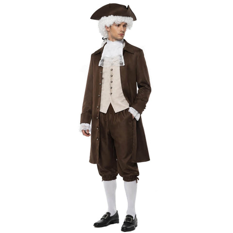 Minuteman Costume 7Pcs Founding Father Costume Set George Washington Outfit Halloween Cosplay Suit
