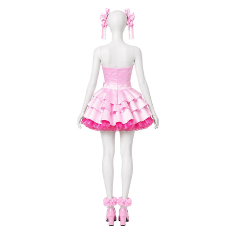 Mizi Zombie Stage Pink Dress with Wig Gothic Lolita Halloween Cosplay Outfit