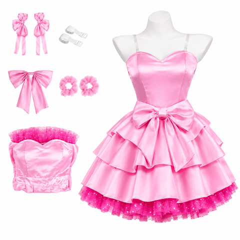 Mizi Zombie Stage Pink Dress with Wig Gothic Lolita Halloween Cosplay Outfit