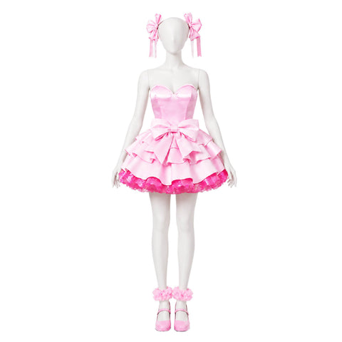 Mizi Zombie Stage Pink Dress with Wig Gothic Lolita Halloween Cosplay Outfit