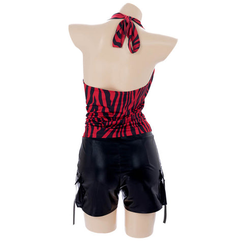Obsession Nikki Freeman Costume Halter Red Zebra Suit with Wig Necklace Earrings One Wish Willow Prop