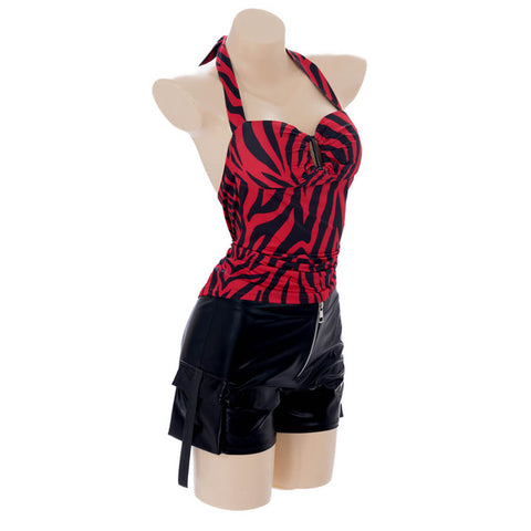 Obsession Nikki Freeman Costume Halter Red Zebra Suit with Wig Necklace Earrings One Wish Willow Prop