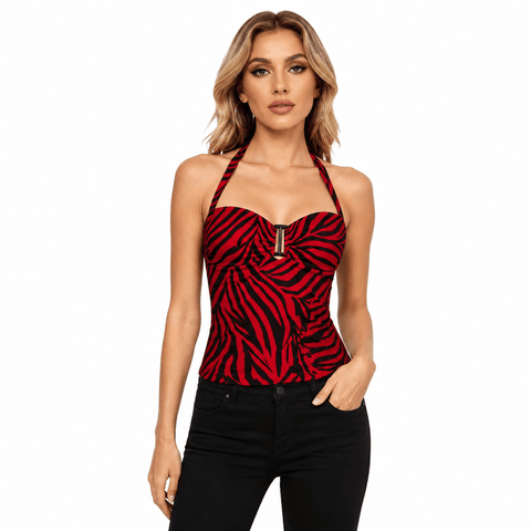 Obsession Nikki Freeman Top Halter Red Zebra Costume Horror Movie Halloween Cosplay Outfit