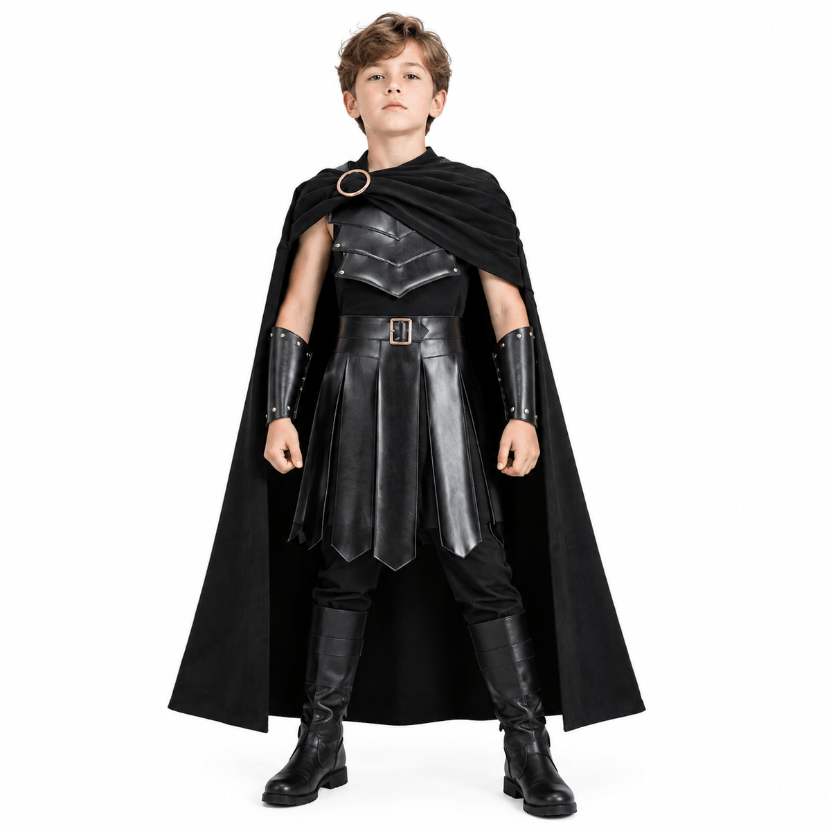 Kids Odyssey 2026 Odysseus Costume Black Greek Warrior Armor Outfit Halloween Cosplay Suit
