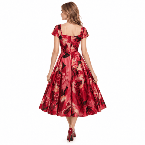 Patricia Widows Bay Costume Red Floral Dress Halloween Cosplay Outfit